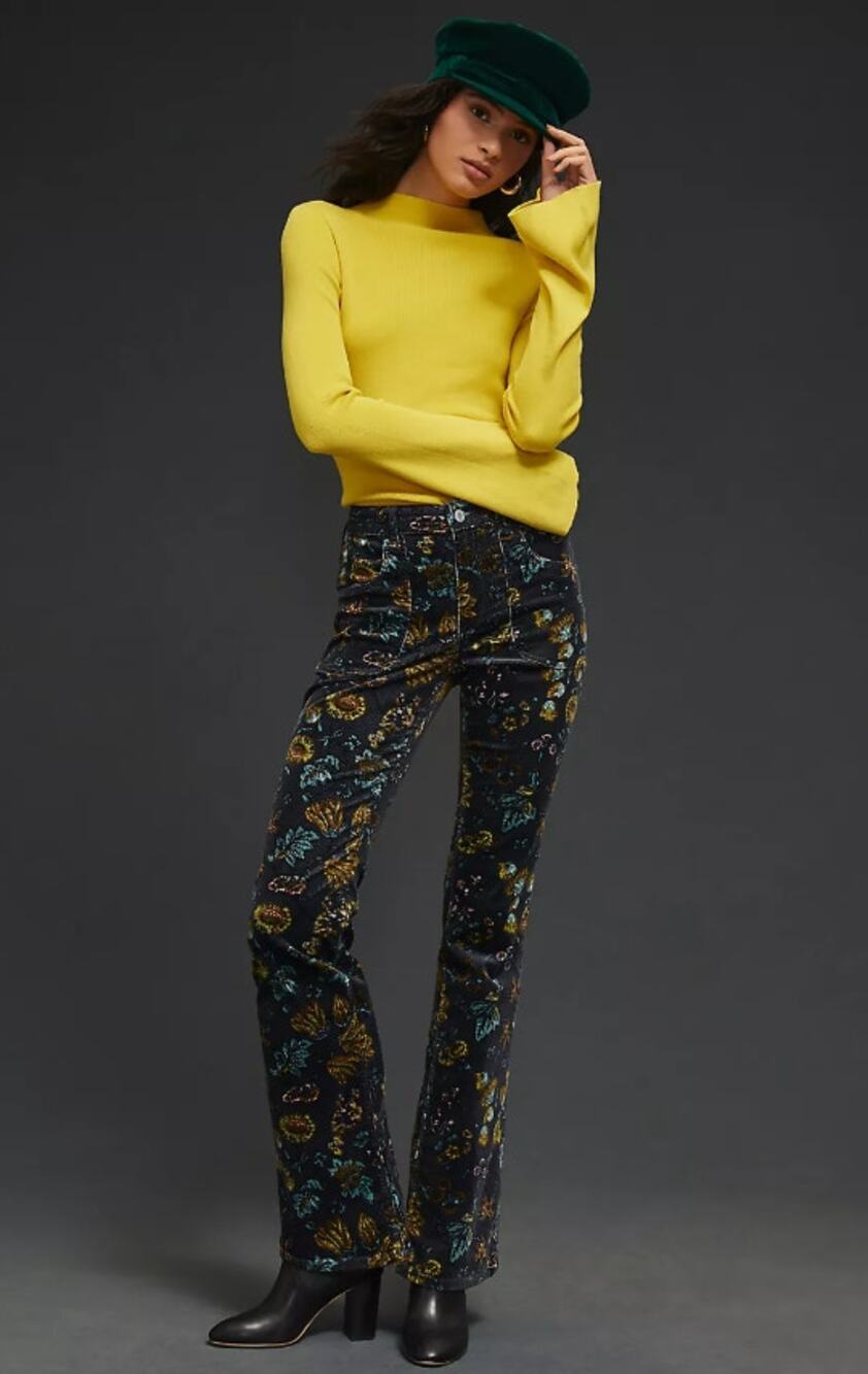 NWT Anthropologie Pilcro Corduroy Print Flare Jeans - 32 waist